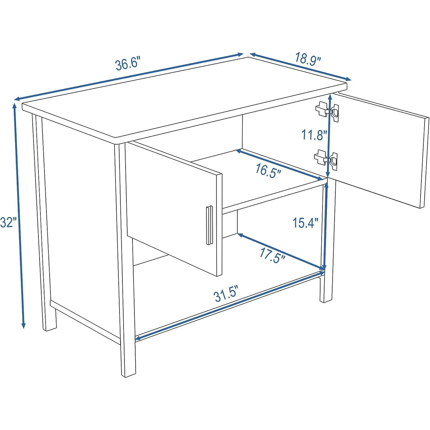 Tolead Metal Fish Aquarium Tank Stand with Cabinet, Accessories Storage, 18.9" D x 36.6" W Tabletop, Black