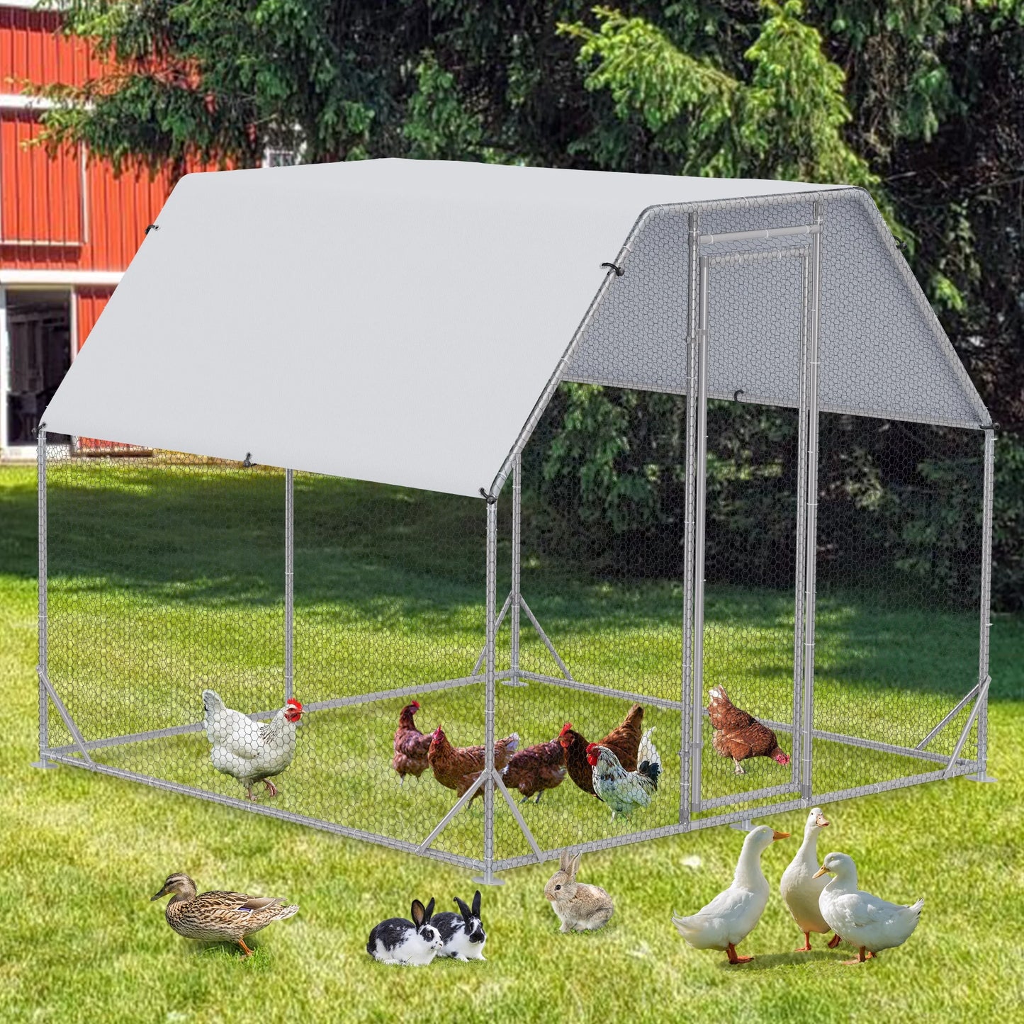 Tolead Flat Top Chicken Coop with Galvanized Steel Frame & Water-Resistant Oxford Tarp