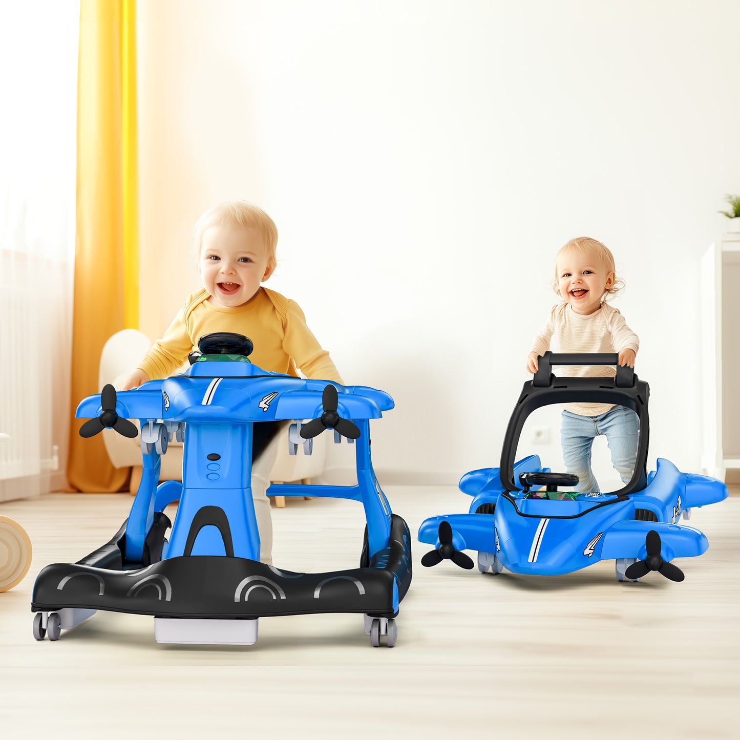 Tolead 4-in-1 Foldable Baby Walker, Activity Push Walker for 6-18 months, 24" x 29" x 22",Red
