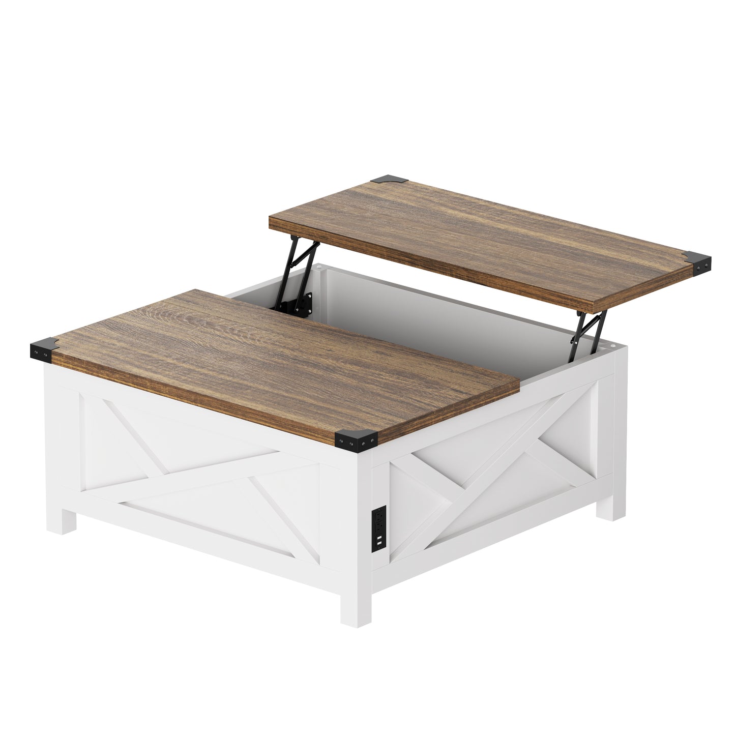 Tolead Lift Top Coffee Table, Farmhouse Wood Coffee Table with Hidden Storage and Charging Station for Living Room