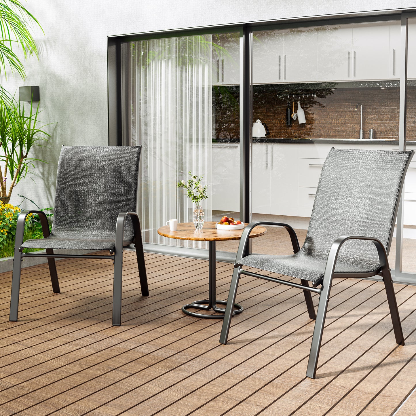 Tolead Outdoor Patio Dining Arm Chairs,Brown