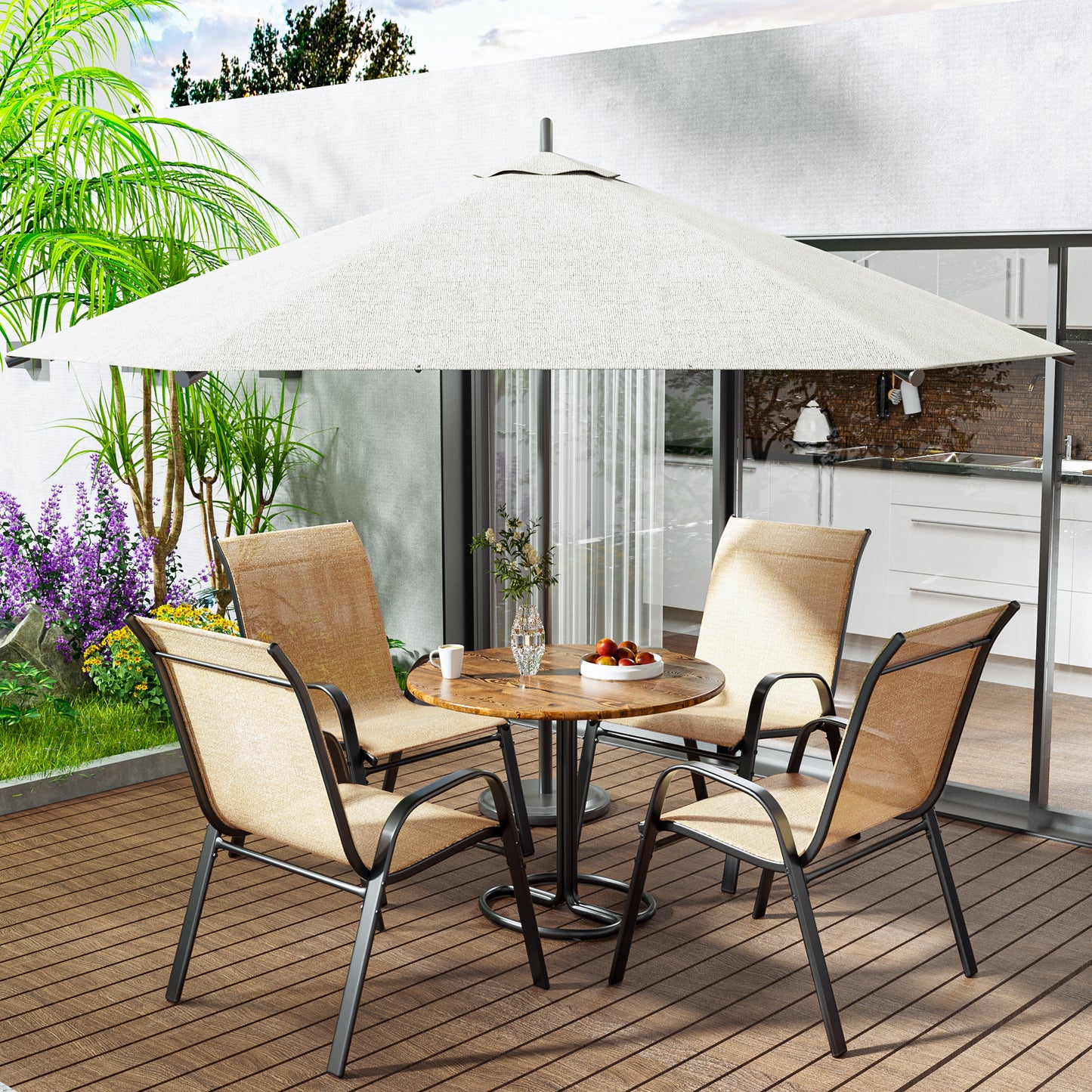 Tolead Outdoor Patio Dining Arm Chairs,Brown