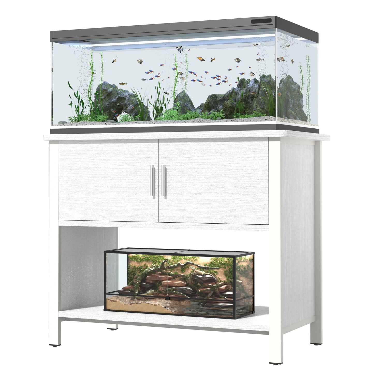 Tolead Metal Fish Aquarium Tank Stand with Cabinet, Accessories Storage, 18.9" D x 36.6" W Tabletop, Black