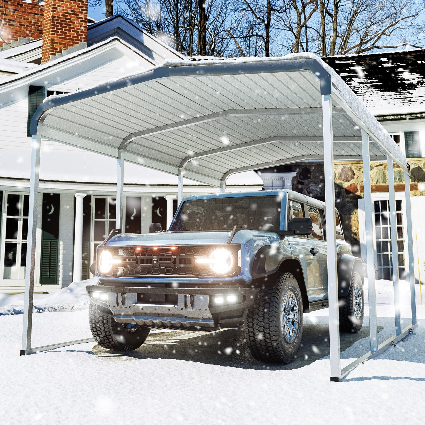 Tolead 12' x 20' Outdoor Metal Carport, Heavy Duty Galvanized Steel Car Canopy for Truck, SUV, Boat, Grey