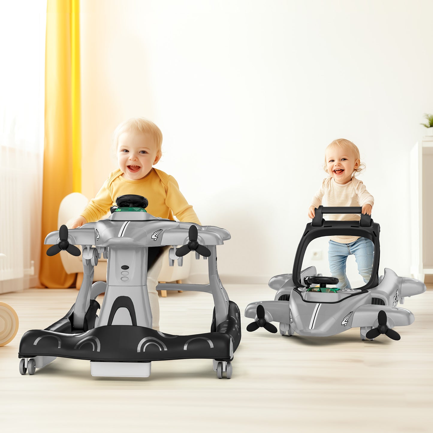 Tolead 4-in-1 Foldable Baby Walker, Activity Push Walker for 6-18 months, 24" x 29" x 22",Red