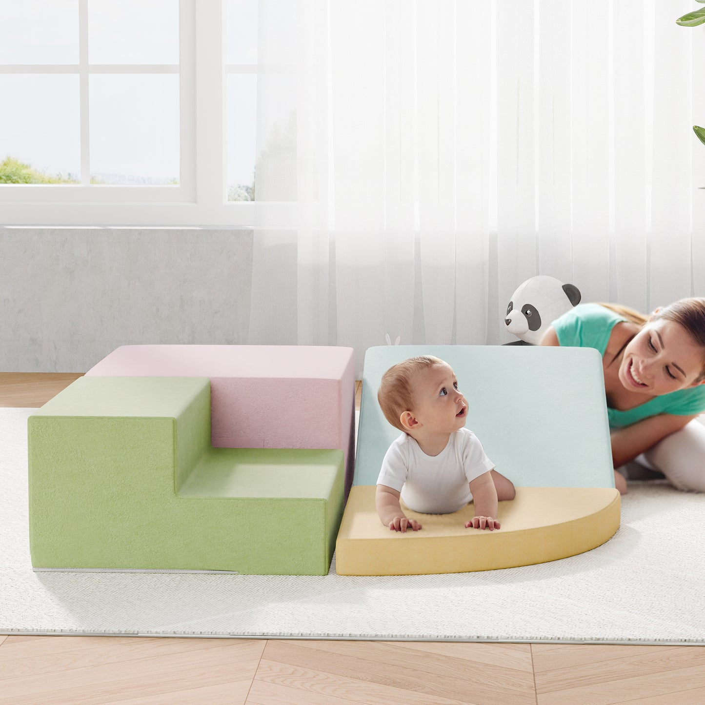 Tolead Climb Foam Blocks for Toddler, 4-Piece Kids Soft Climb and Crawl Foam Block