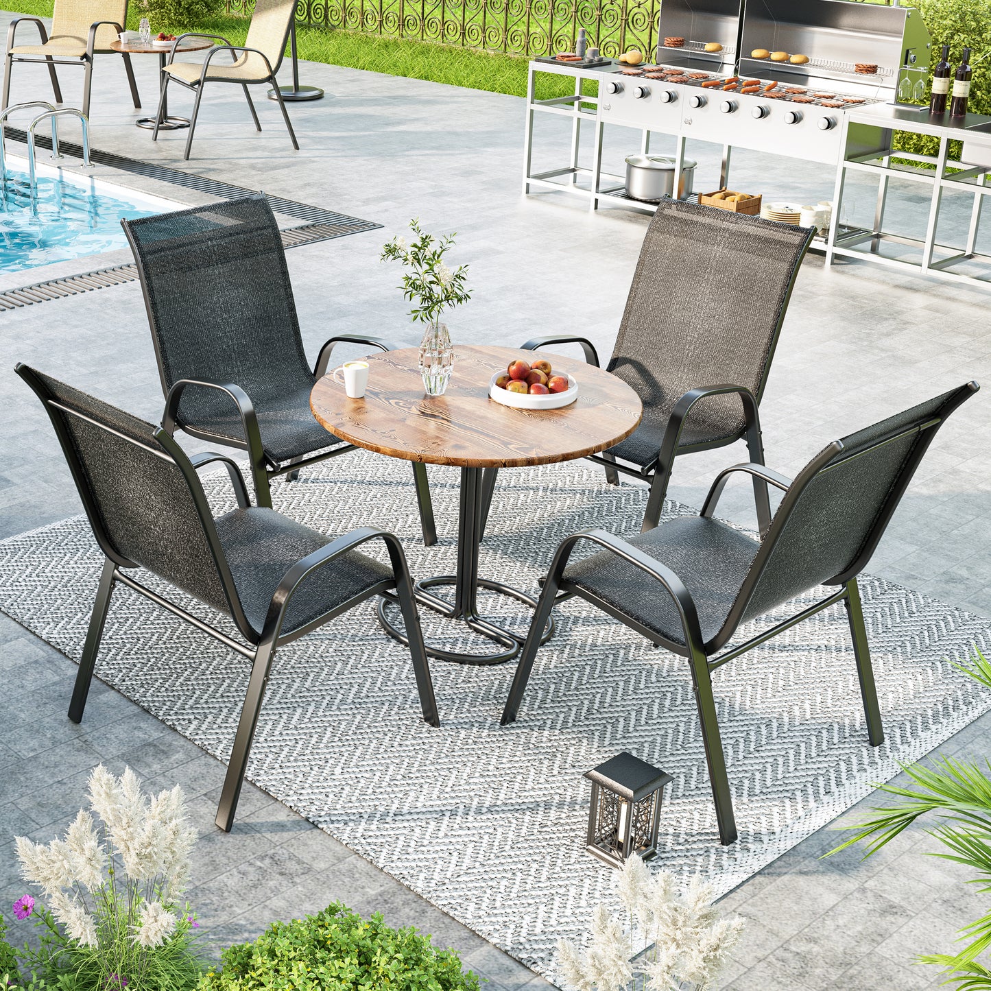 Tolead Outdoor Patio Dining Arm Chairs,Brown