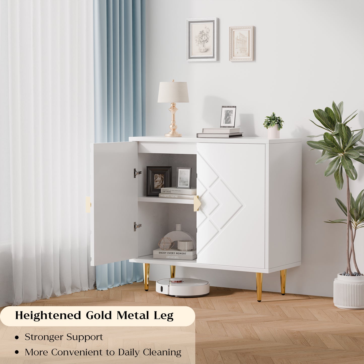 Tolead Modern Accent Diamond Cabinet, Accent Sideboard Storage Cabinet for Bedroom, Living Room, Kitchen, Hallway