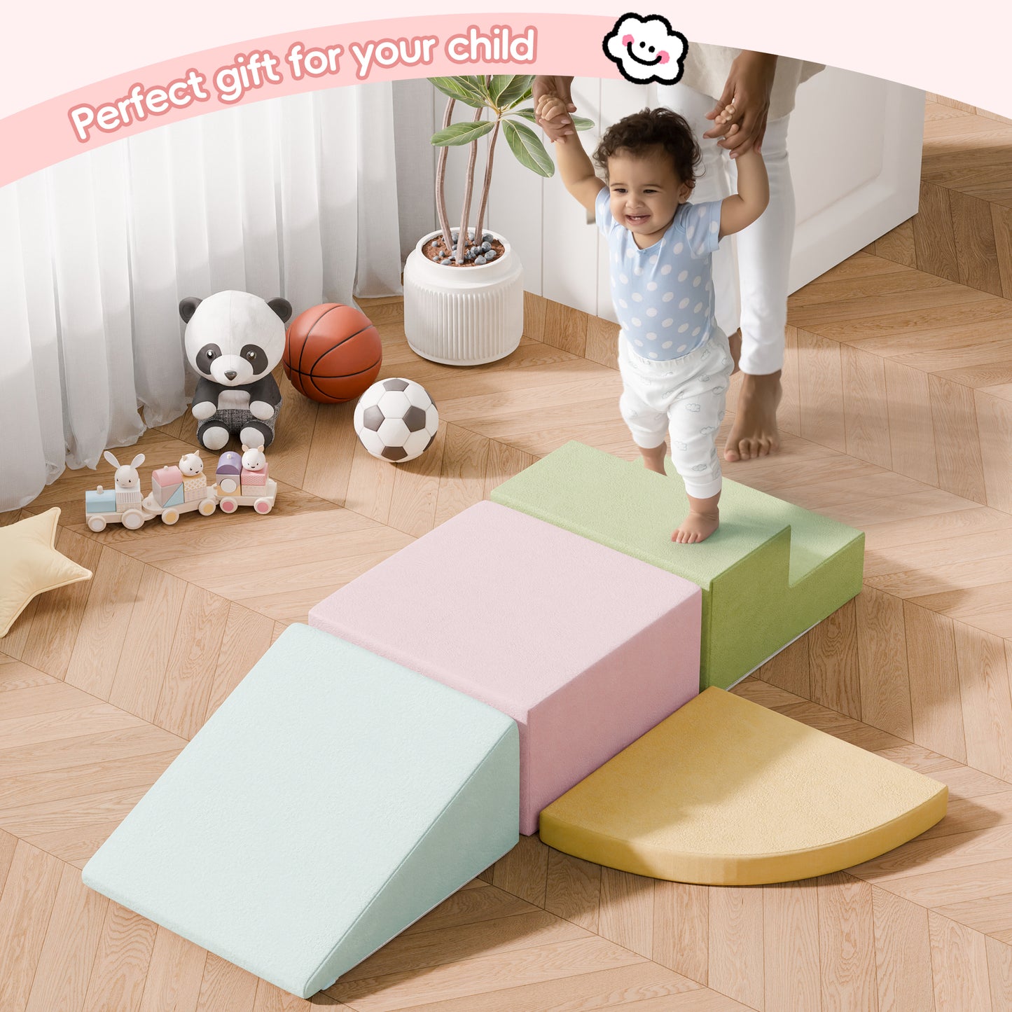Tolead Climb Foam Blocks for Toddler, 4-Piece Kids Soft Climb and Crawl Foam Block
