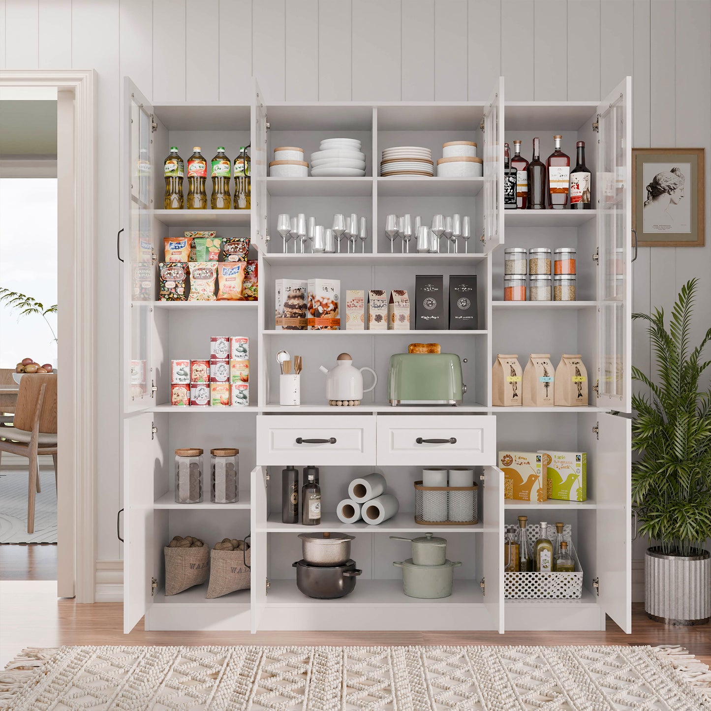 Tolead Large China Hutch for Kitchen, Office, Living Room, White