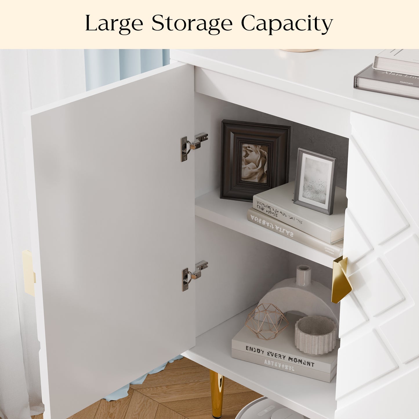 Tolead Modern Accent Diamond Cabinet, Accent Sideboard Storage Cabinet for Bedroom, Living Room, Kitchen, Hallway
