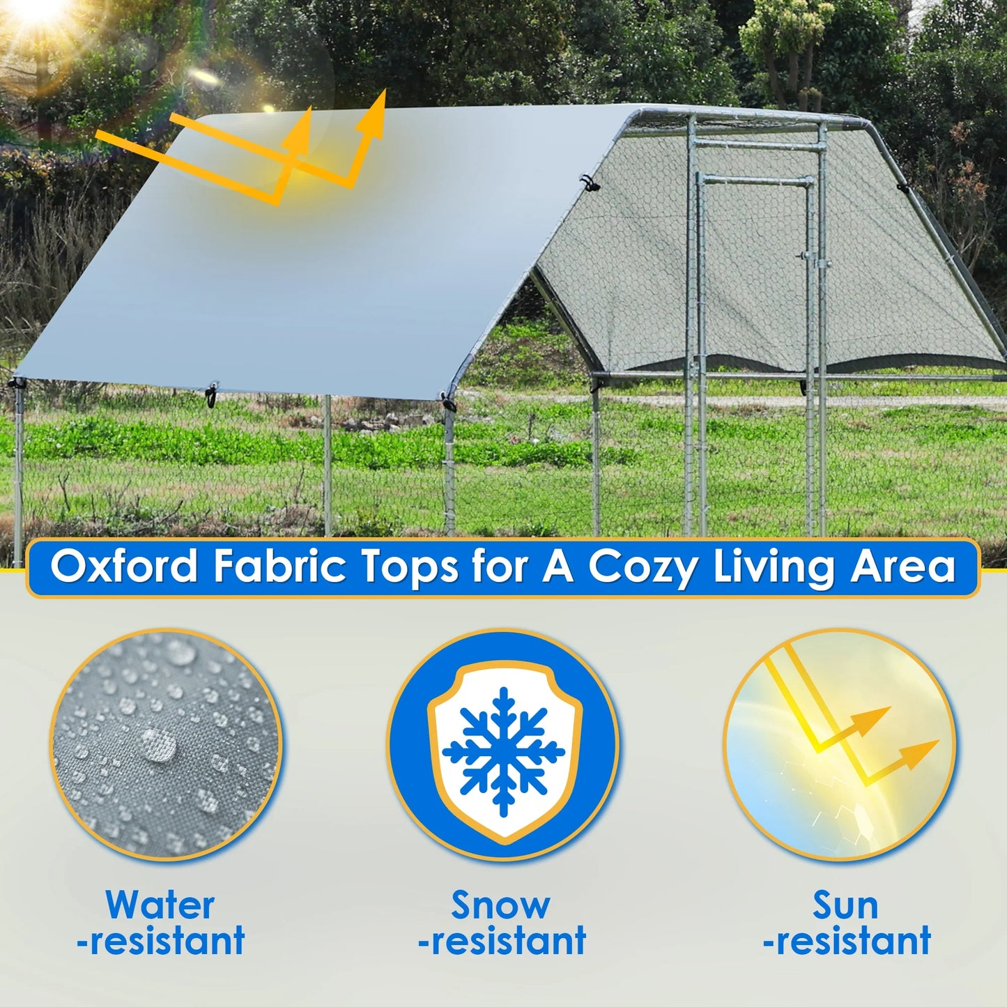 Tolead Flat Top Chicken Coop with Galvanized Steel Frame & Water-Resistant Oxford Tarp