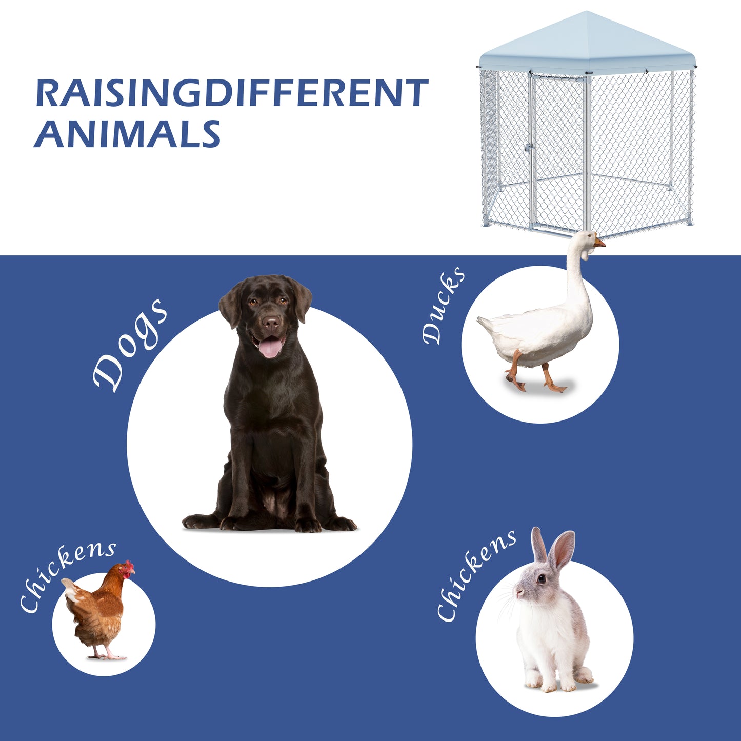 Tolead Hexagonal Dog Cage with Galvanized Steel Frame and Water-Resistant Oxford Tarp, 48"