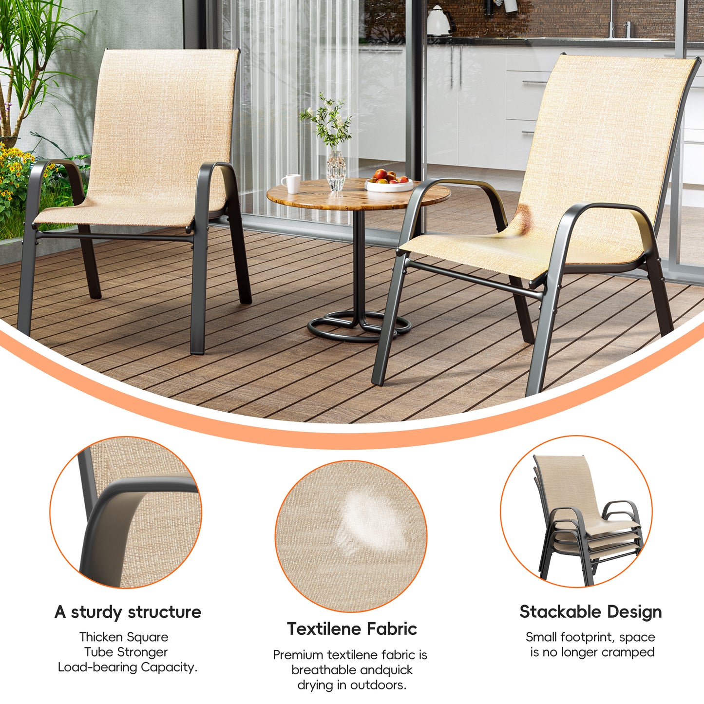 Tolead Outdoor Patio Dining Arm Chairs,Brown