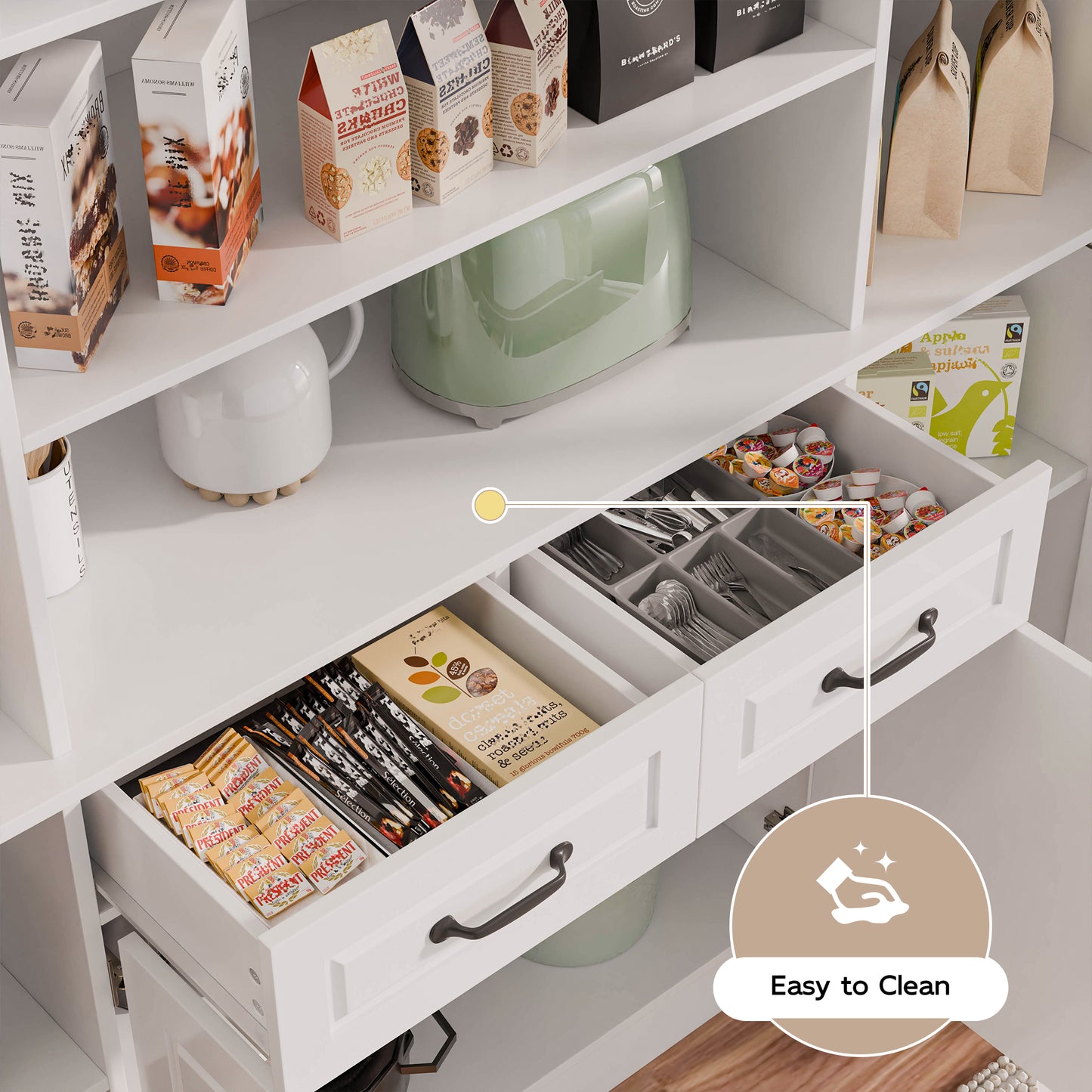 Tolead Large China Hutch for Kitchen, Office, Living Room, White