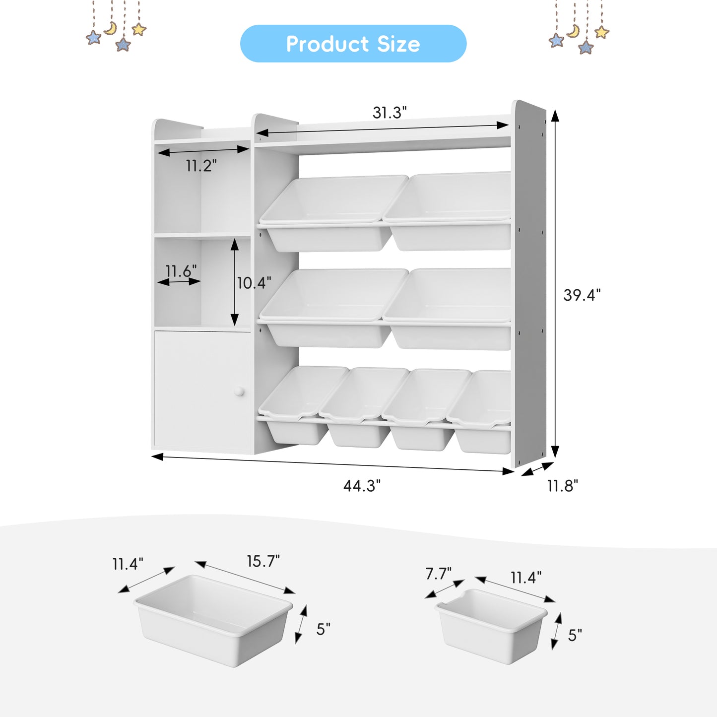 Tolead 4-Tier Multipurpose Kids Bookshelf and Toy Storage
