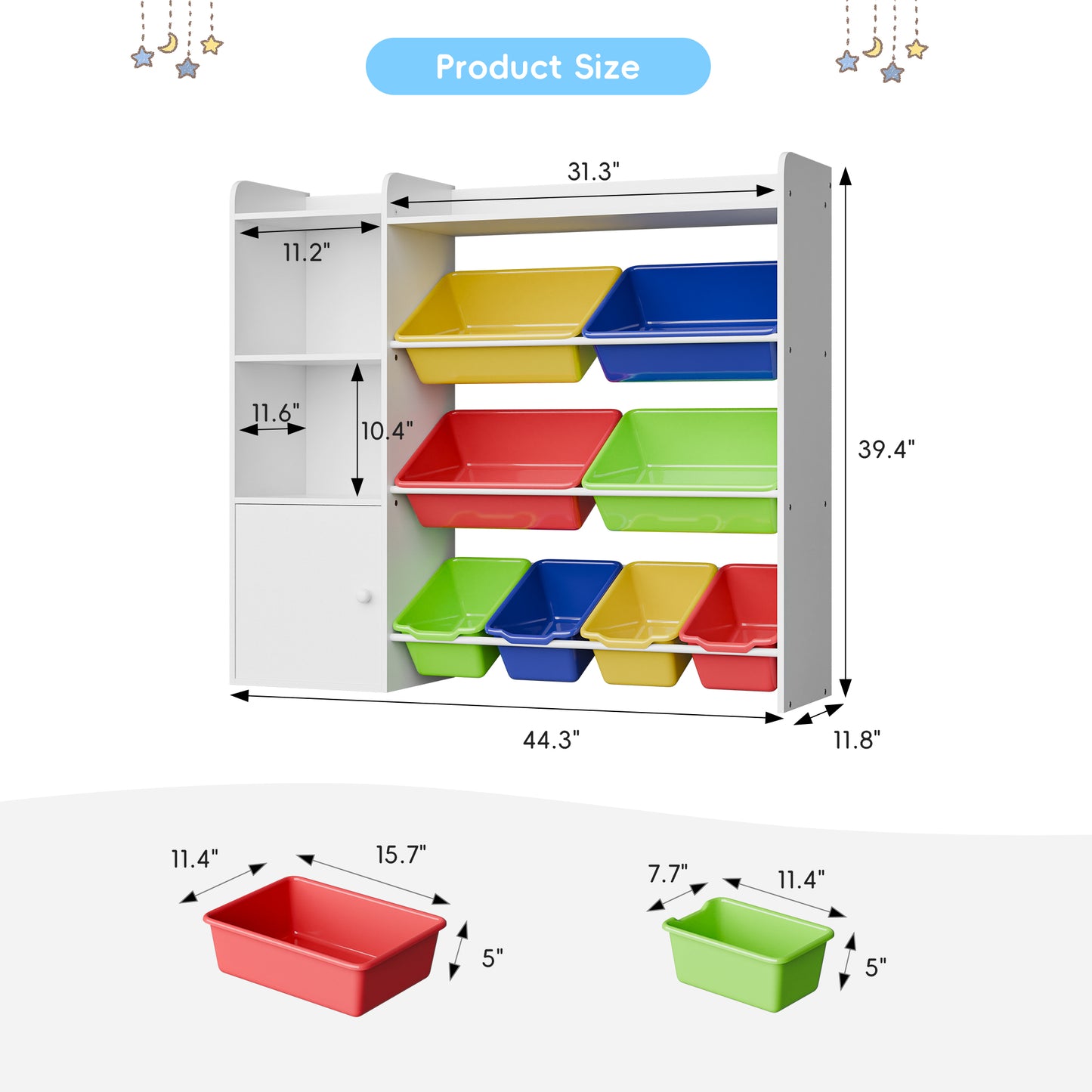 Tolead 4-Tier Multipurpose Kids Bookshelf and Toy Storage