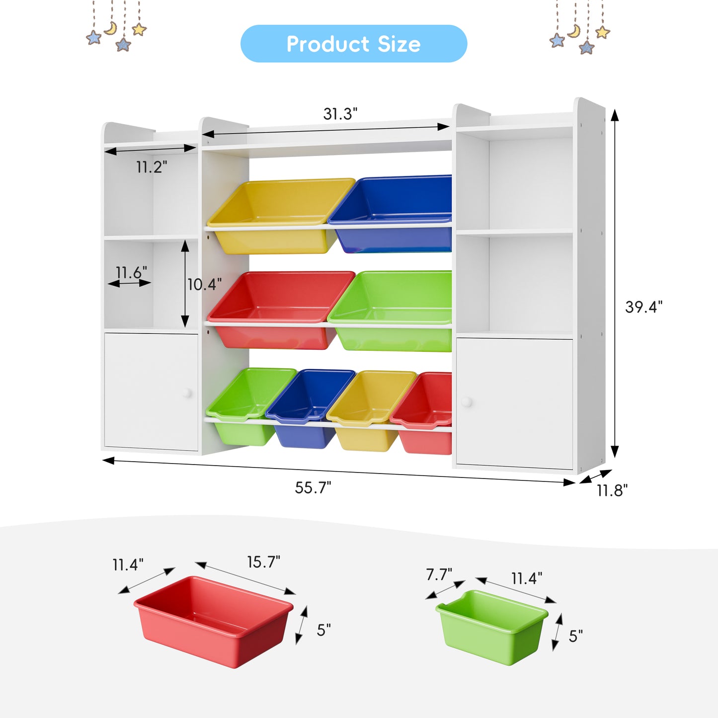 Tolead 4-Tier Multipurpose Kids Bookshelf and Toy Storage