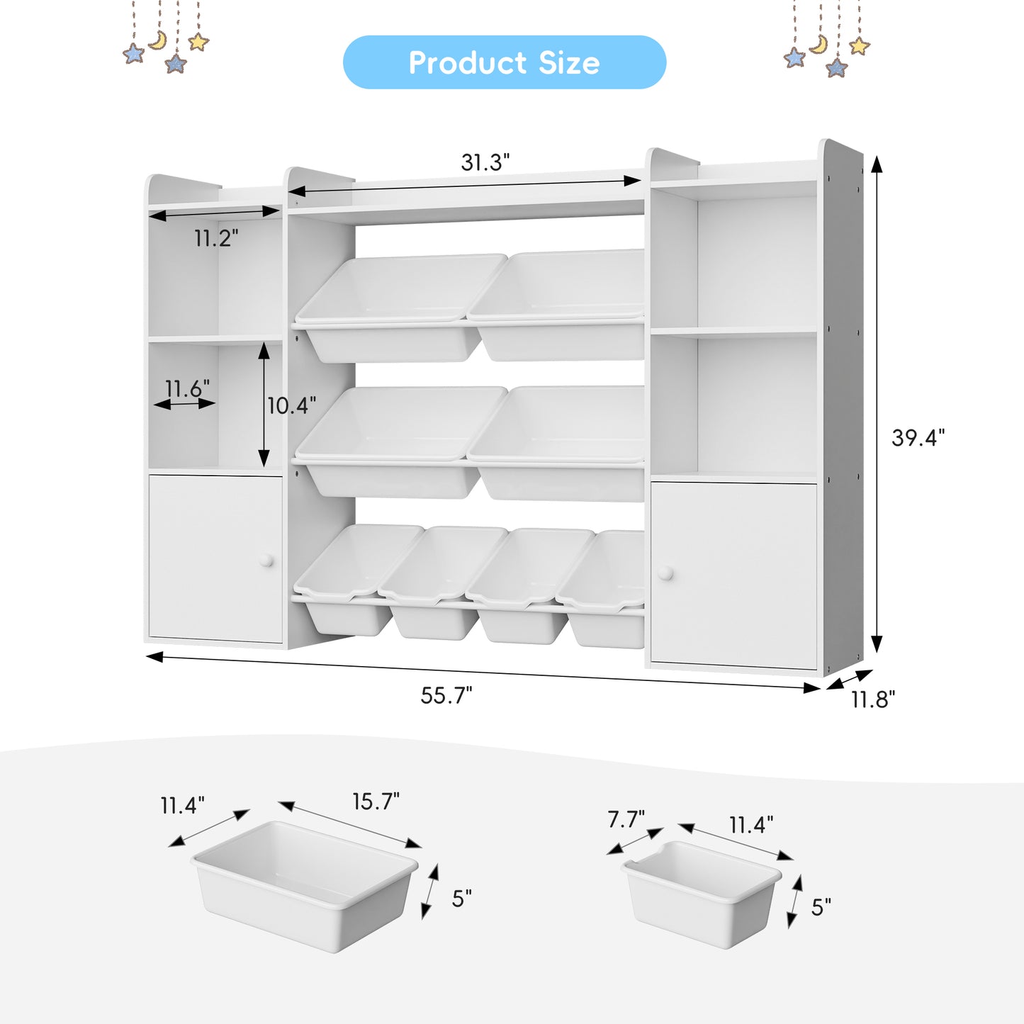 Tolead 4-Tier Multipurpose Kids Bookshelf and Toy Storage
