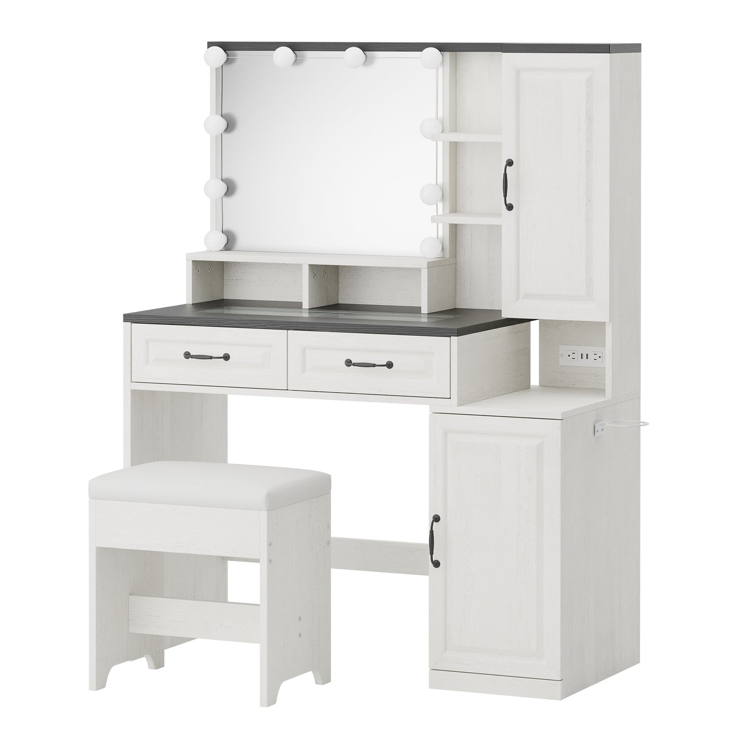 Tolead Contemporary 1 Piece Adult Vanity Table Set with LED Lights, White