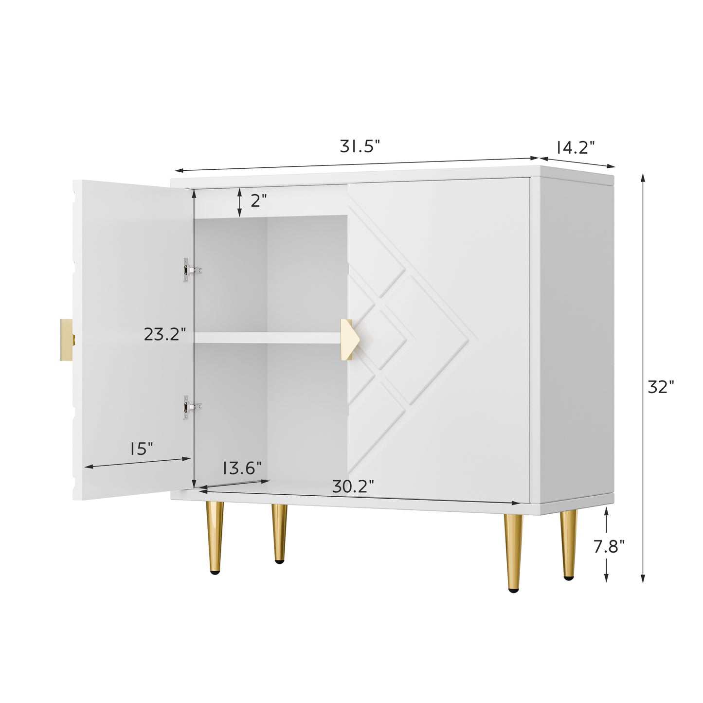 Tolead Modern Accent Diamond Cabinet, Accent Sideboard Storage Cabinet for Bedroom, Living Room, Kitchen, Hallway