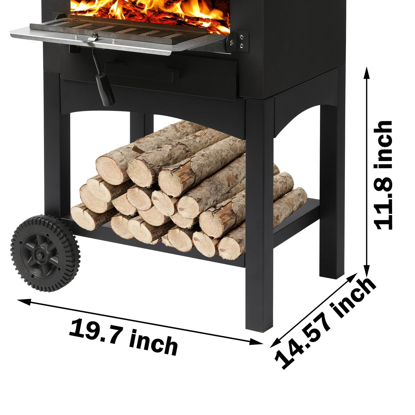 Tolead Outdoor Wood Burning Pizza Oven with Waterproof Cover, Black