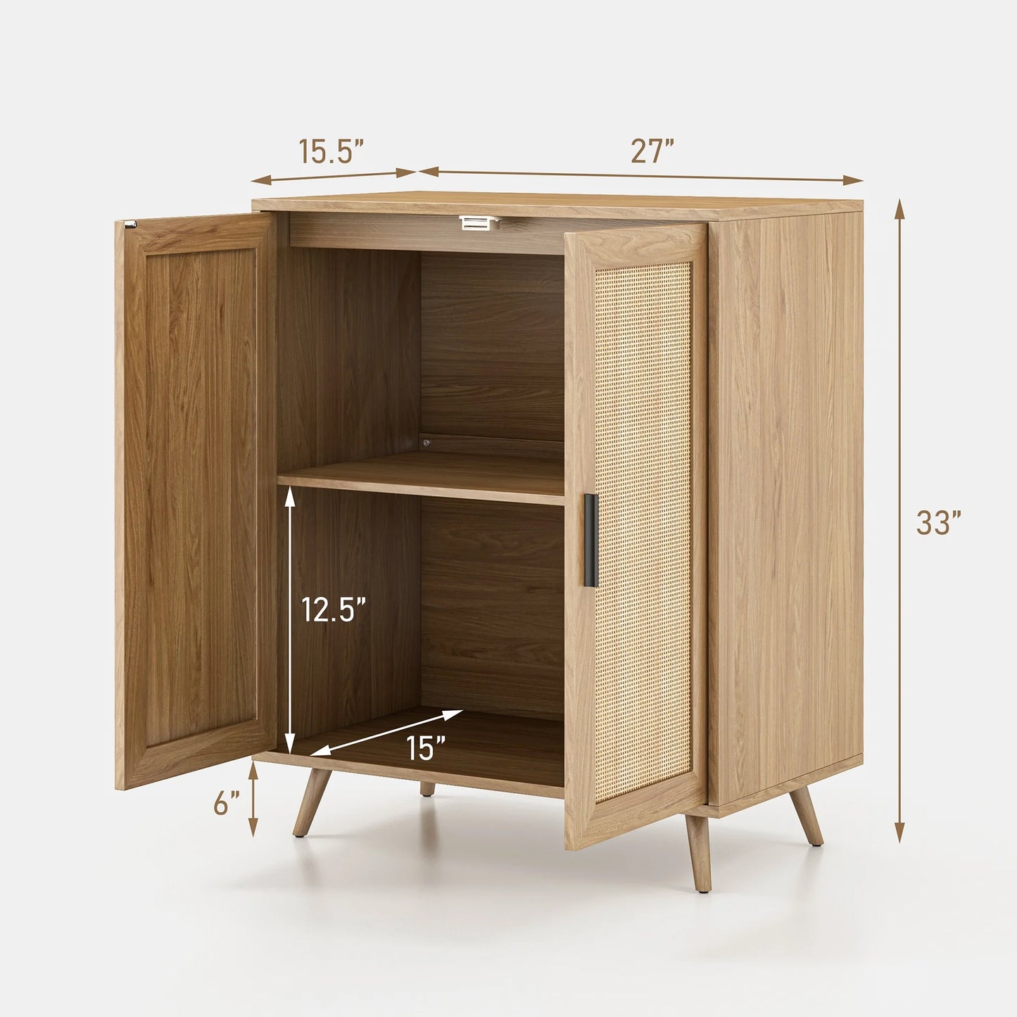 Tolead Wood Sideboard Buffet Cabinet, Rustic Modern, Rattan Doors, 2 Pack, 33 x 15.5 x 27 in