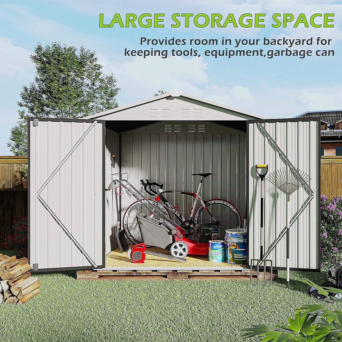 Tolead 6' x 4' Metal Outdoor Galvanized Steel Tools Storage Building Shed, 30 sq ft, Dark Gray