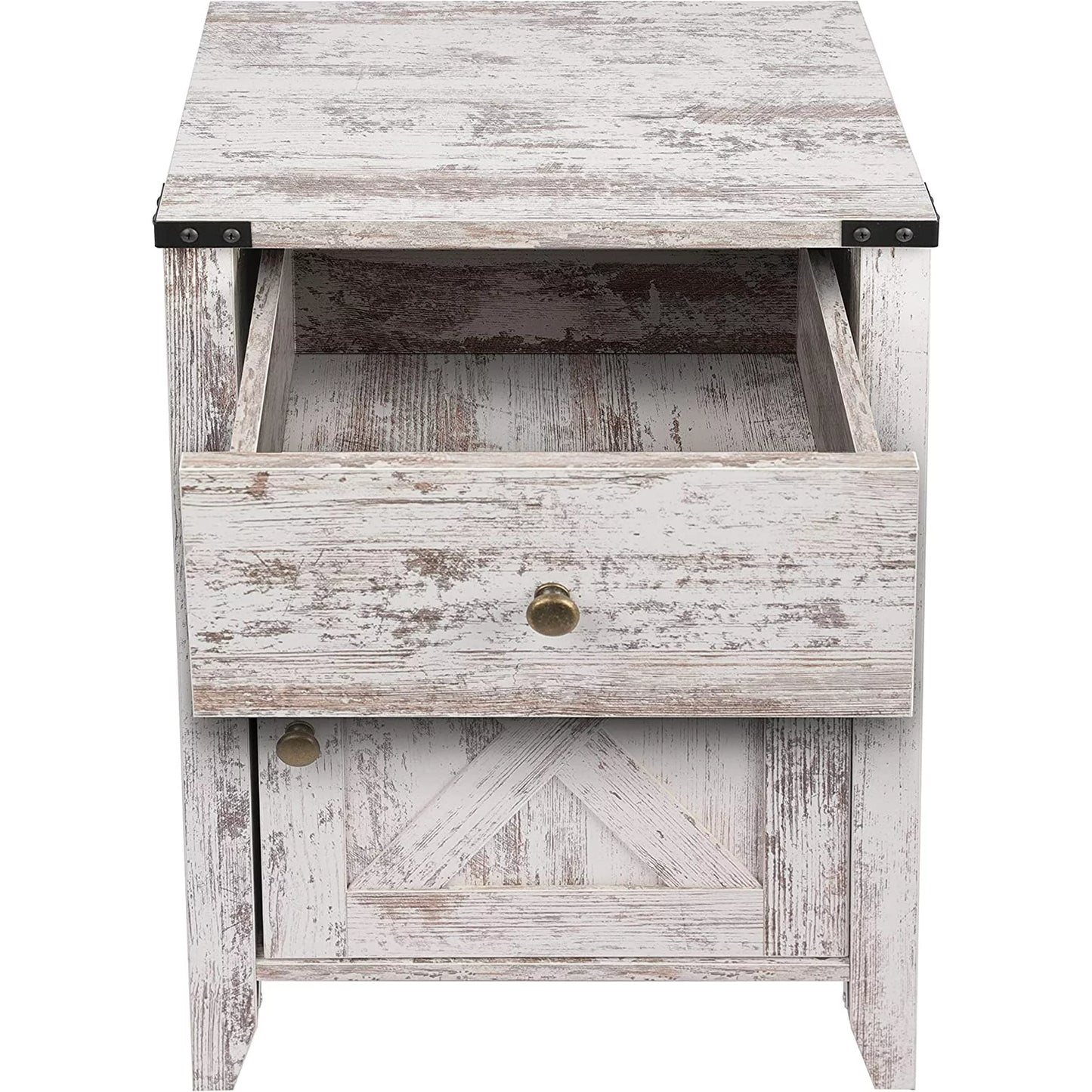 Tolead Barnwood Rustic Nightstand, Side Table, Weathered Oak Style End Table, Sturdy, Home, Living Room, Bedroom, White