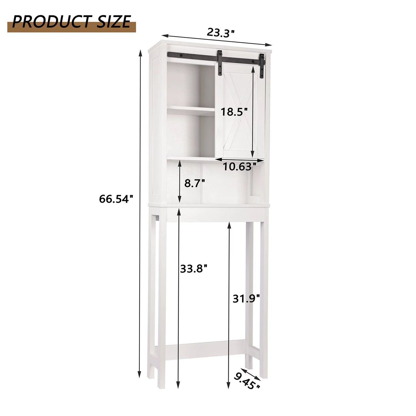 Tolead Wooden Bathroom Storage Over The Toilet with Adjustable Shelves and Sliding Doors, Towels, Wood, White