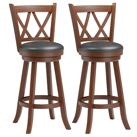 Tolead 2-Piece 24-Inch 360-Degree Swivel Bar Stools with PVC Cushioned Seat