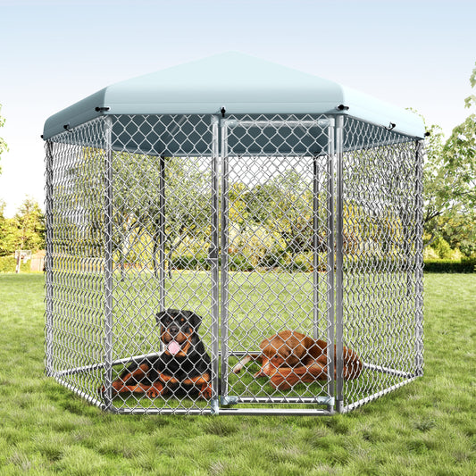 Tolead Hexagonal Dog Cage with Galvanized Steel Frame and Water-Resistant Oxford Tarp, 48"