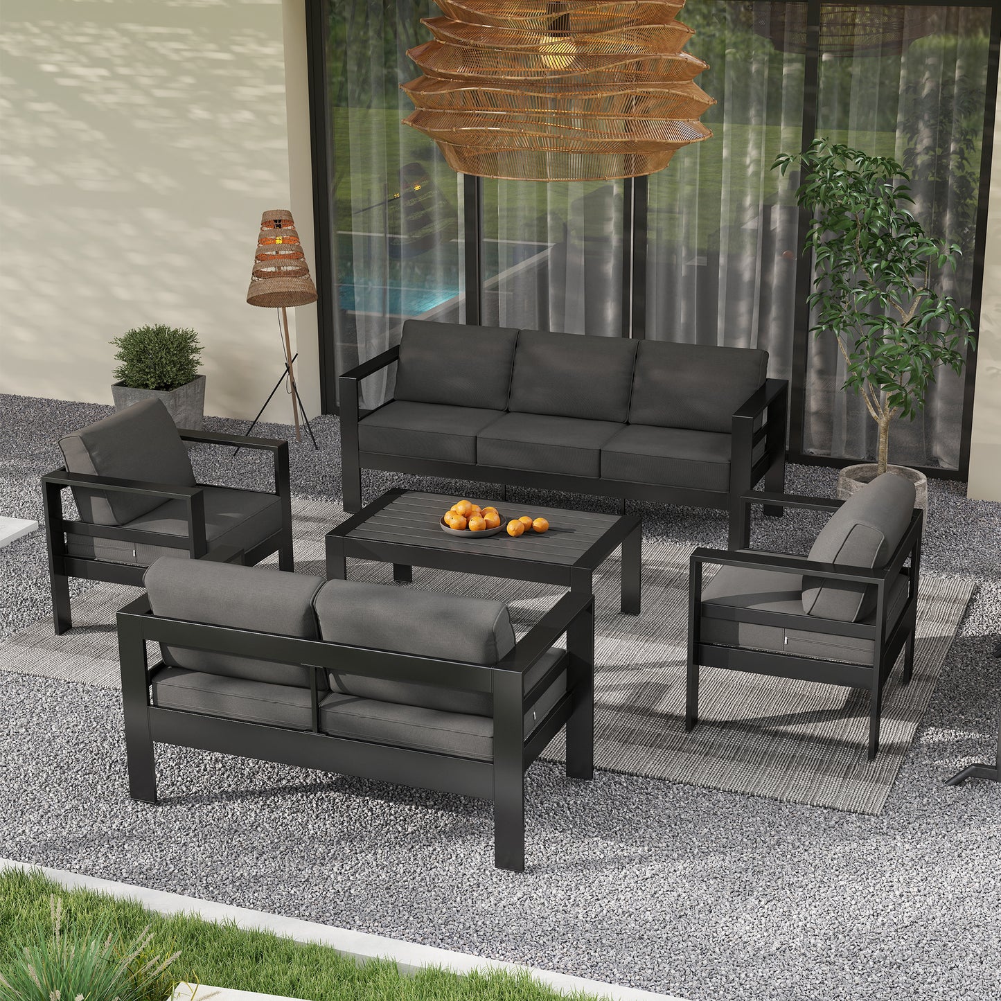 Tolead 5 Piece Outdoor Aluminum Patio Furniture Set with Cushions, Balcony, Garden