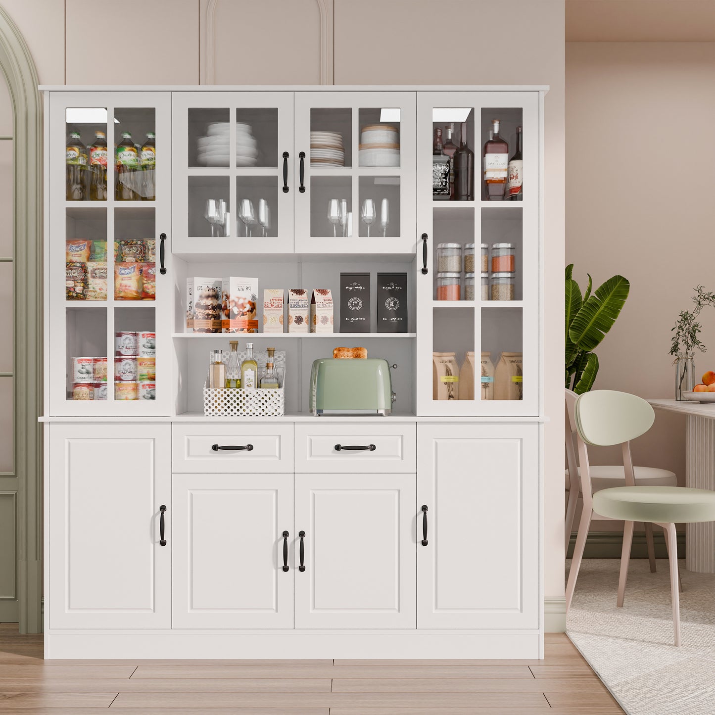 Tolead Large China Hutch for Kitchen, Office, Living Room, White