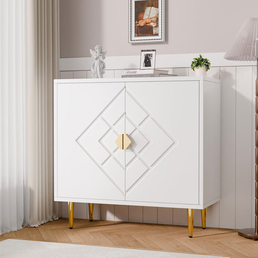 Tolead Modern Accent Diamond Cabinet, Accent Sideboard Storage Cabinet for Bedroom, Living Room, Kitchen, Hallway