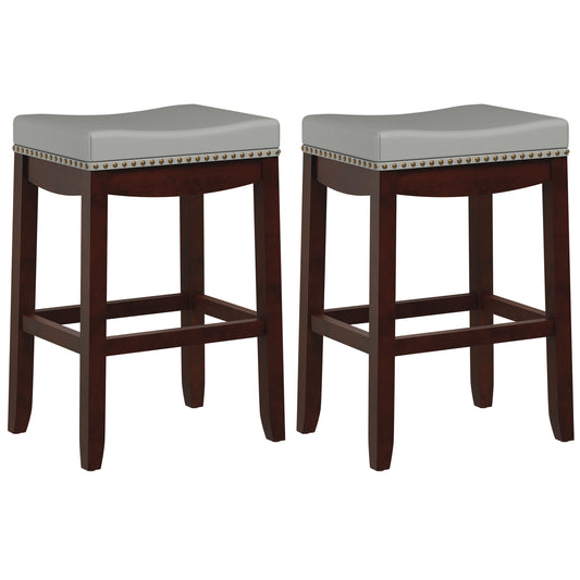 Tolead 24" Cambridge Wood 2-Piece Bar Stools with Gray Cushion, Espresso