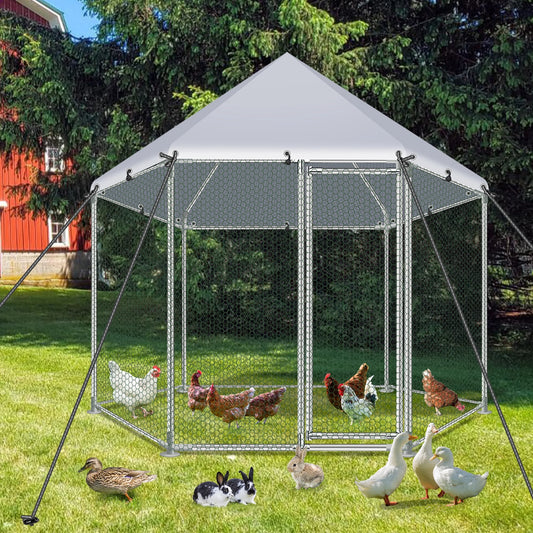 Tolead Hexagonal Chicken Coop with Galvanized Steel Frame & Water-Resistant Oxford Tarp