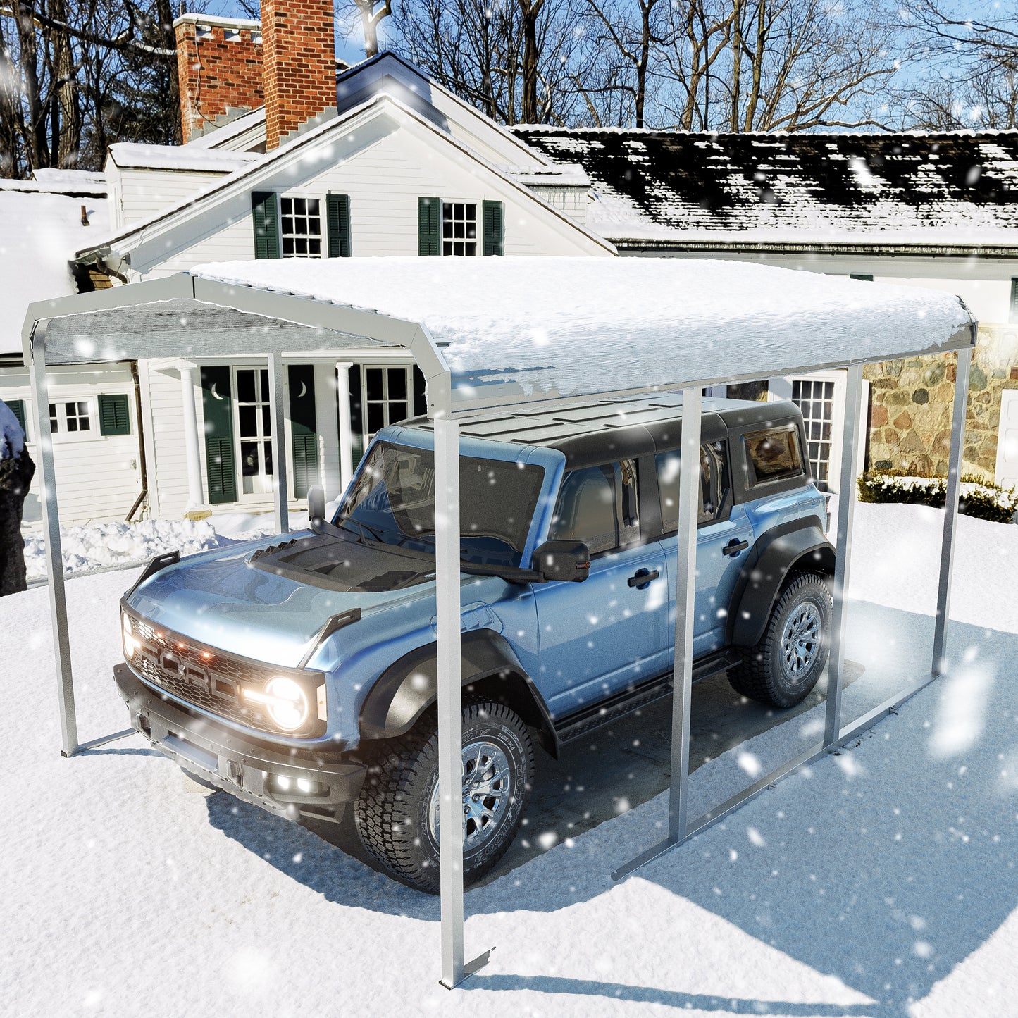 Tolead 12' x 20' Outdoor Metal Carport, Heavy Duty Galvanized Steel Car Canopy for Truck, SUV, Boat, Grey