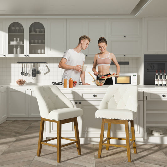 Tolead Swivel Bar Stools - Set of 2, 30" Upholstered Counter Chairs, Gray