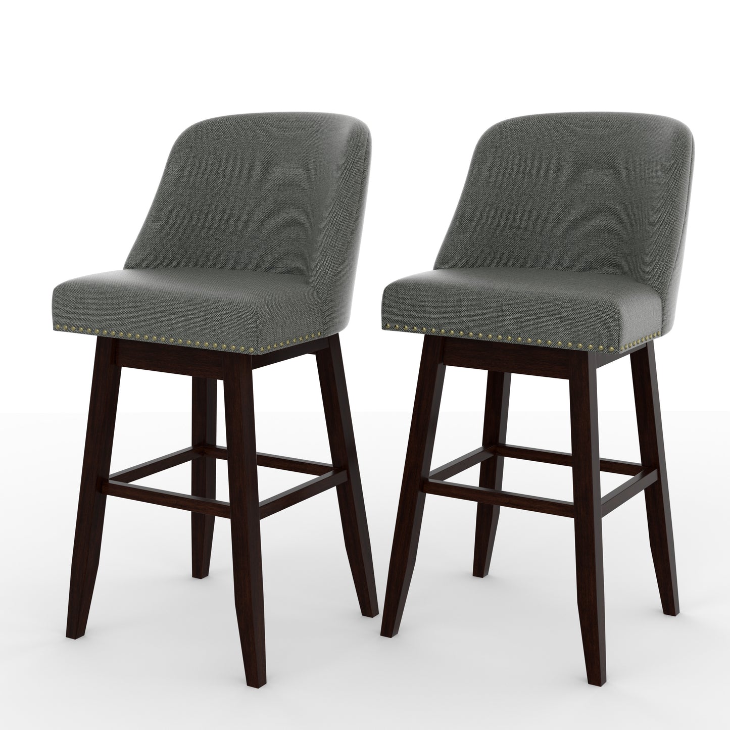 Tolead 26" Upholstered Swivel Counter Bar Stools with Back Wood Legs, Bar Chairs for Home,Bar,Set of 2, Beige