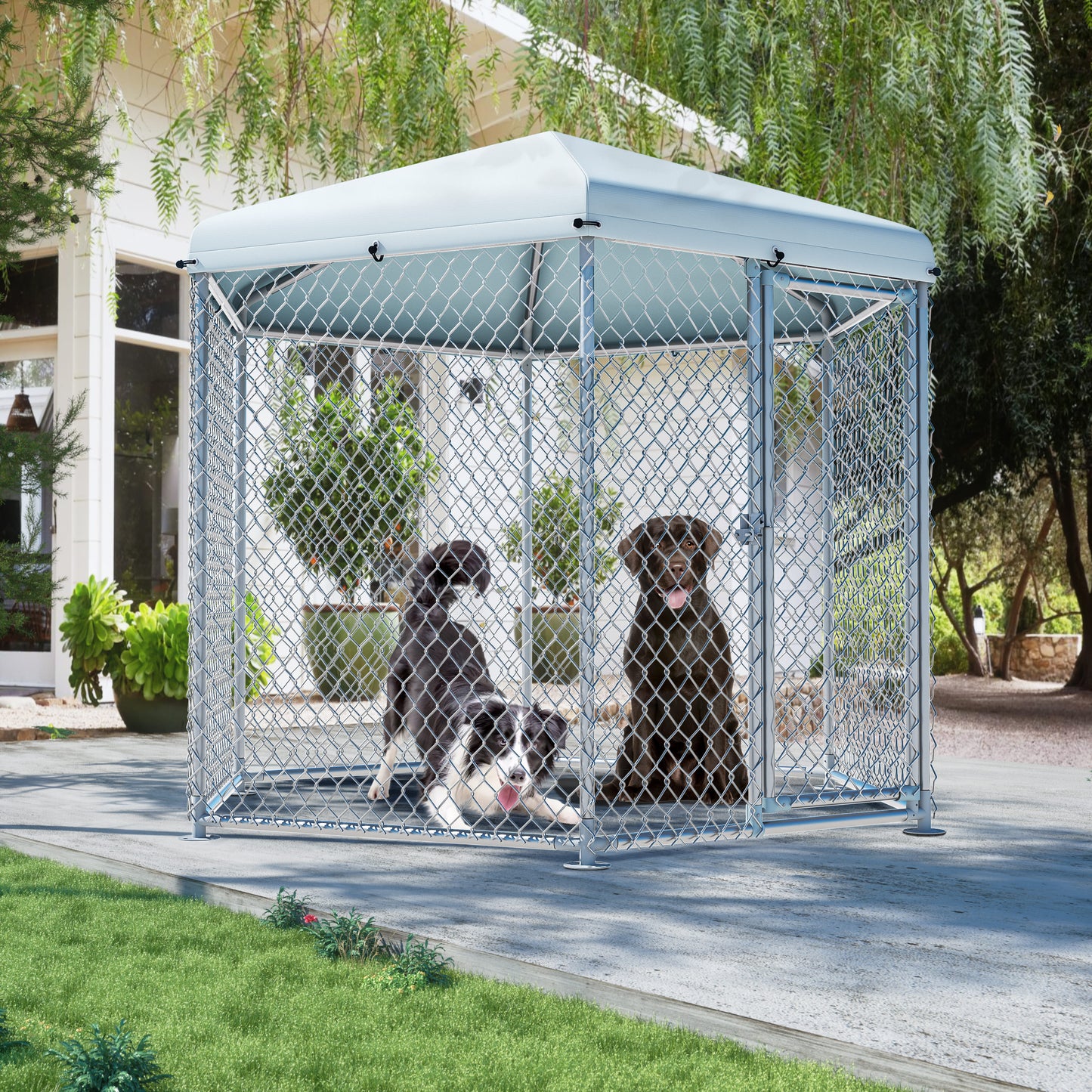 Tolead Hexagonal Dog Cage with Galvanized Steel Frame and Water-Resistant Oxford Tarp, 48"