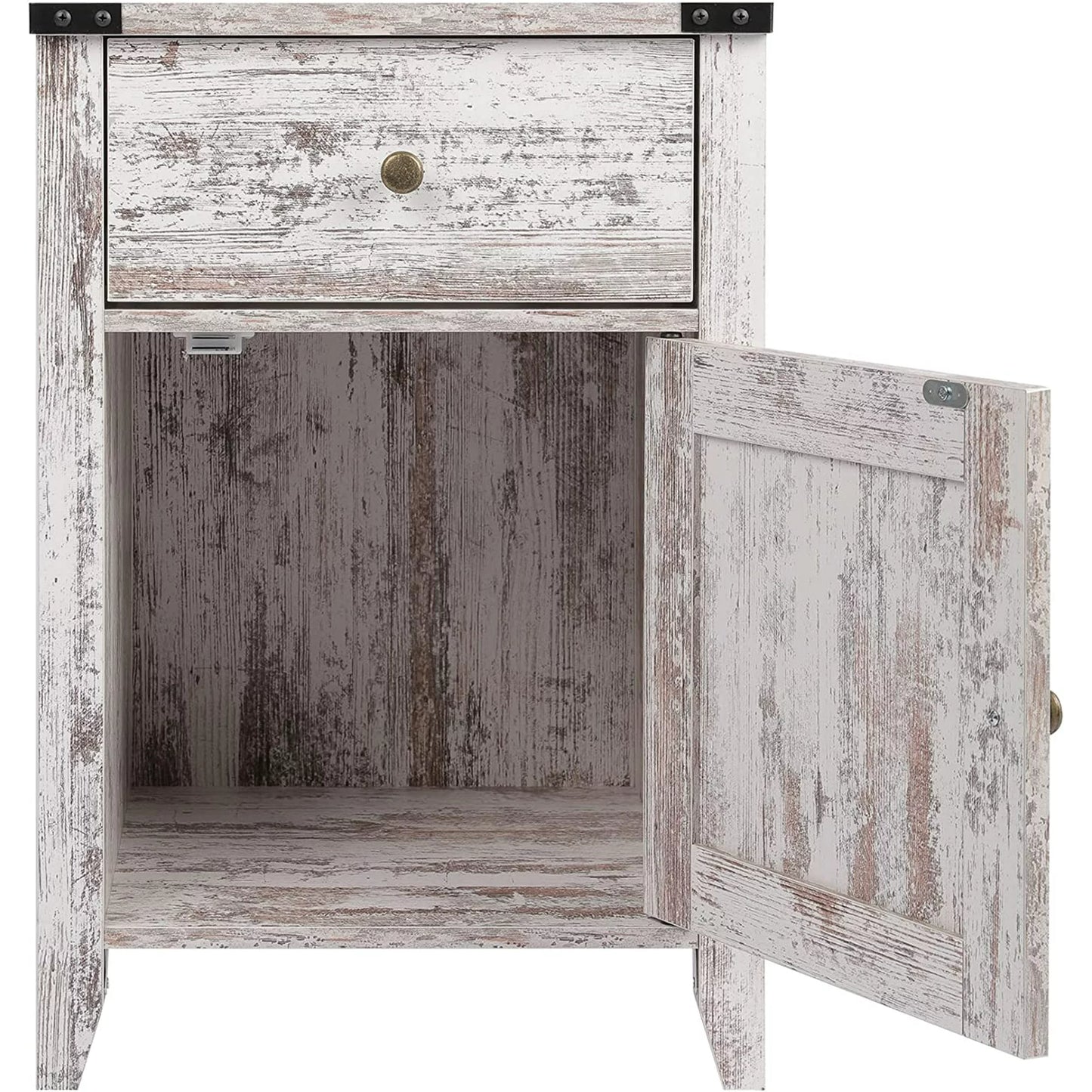 Tolead Barnwood Rustic Nightstand, Side Table, Weathered Oak Style End Table, Sturdy, Home, Living Room, Bedroom, White