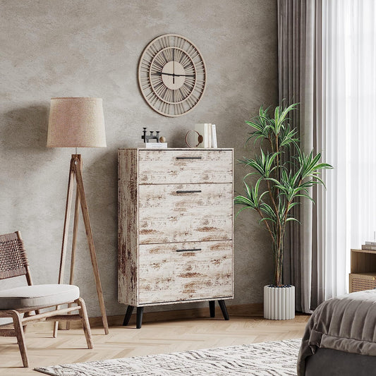 Tolead Wood Entryway Shoe Cabinet with Hidden Flip Drawers, Vintage White