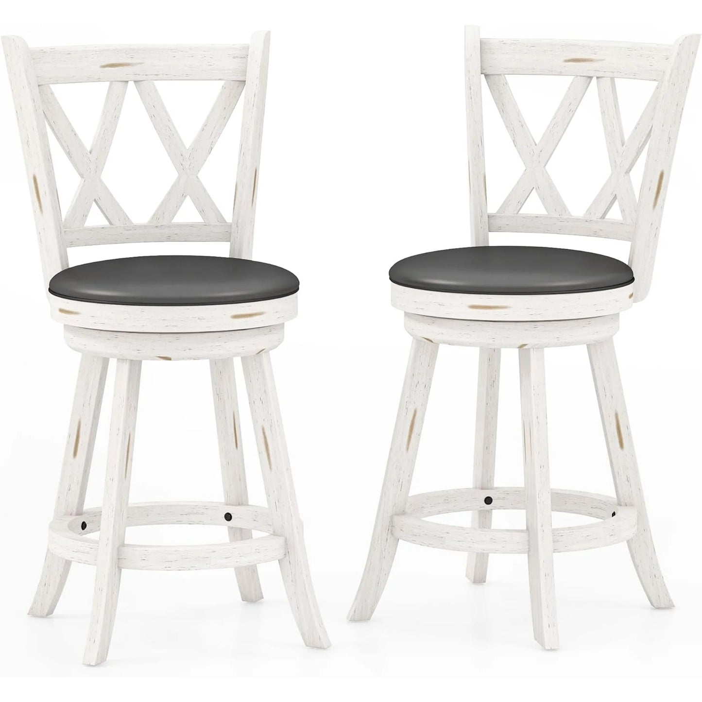Tolead 2-Piece 24-Inch 360-Degree Swivel Bar Stools with PVC Cushioned Seat
