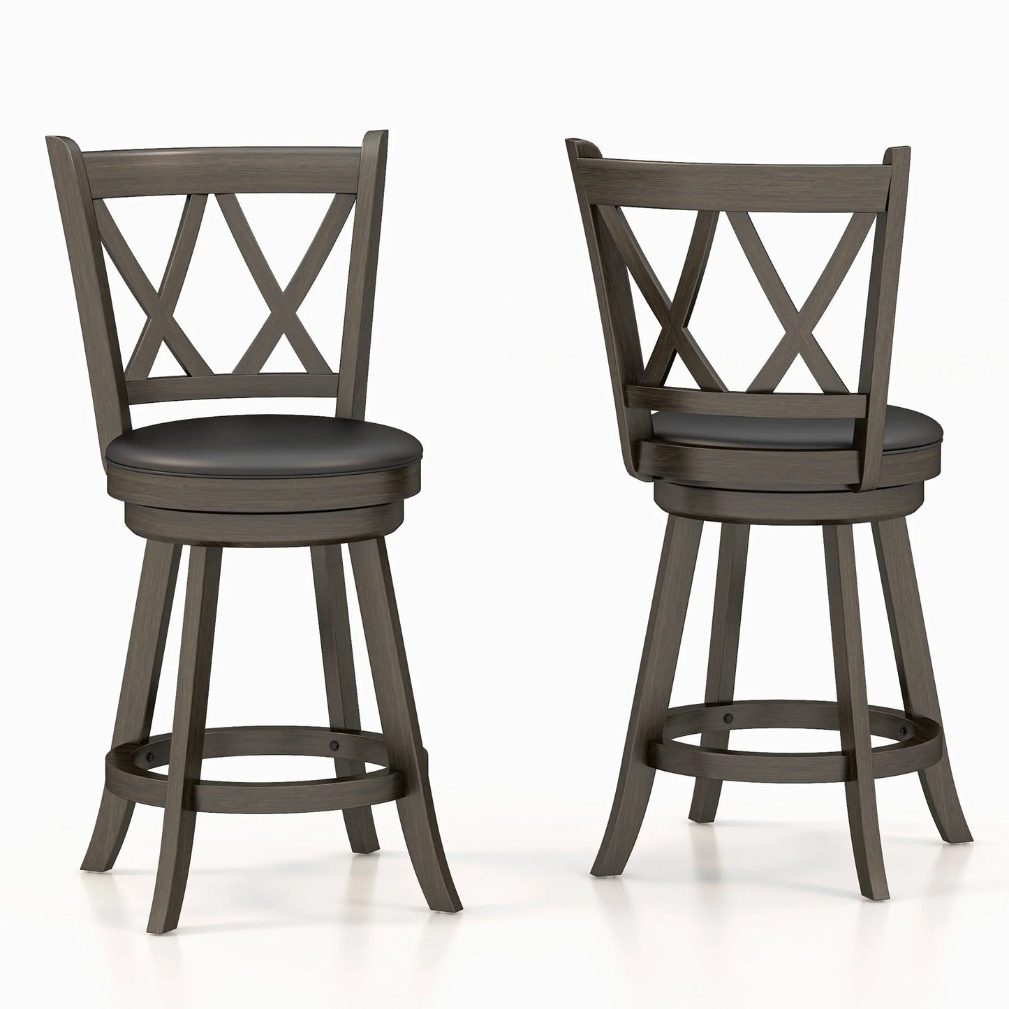 Tolead 2-Piece 24-Inch 360-Degree Swivel Bar Stools with PVC Cushioned Seat