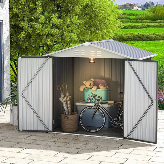 Tolead 6' x 4' Metal Outdoor Galvanized Steel Tools Storage Building Shed, 30 sq ft, Dark Gray