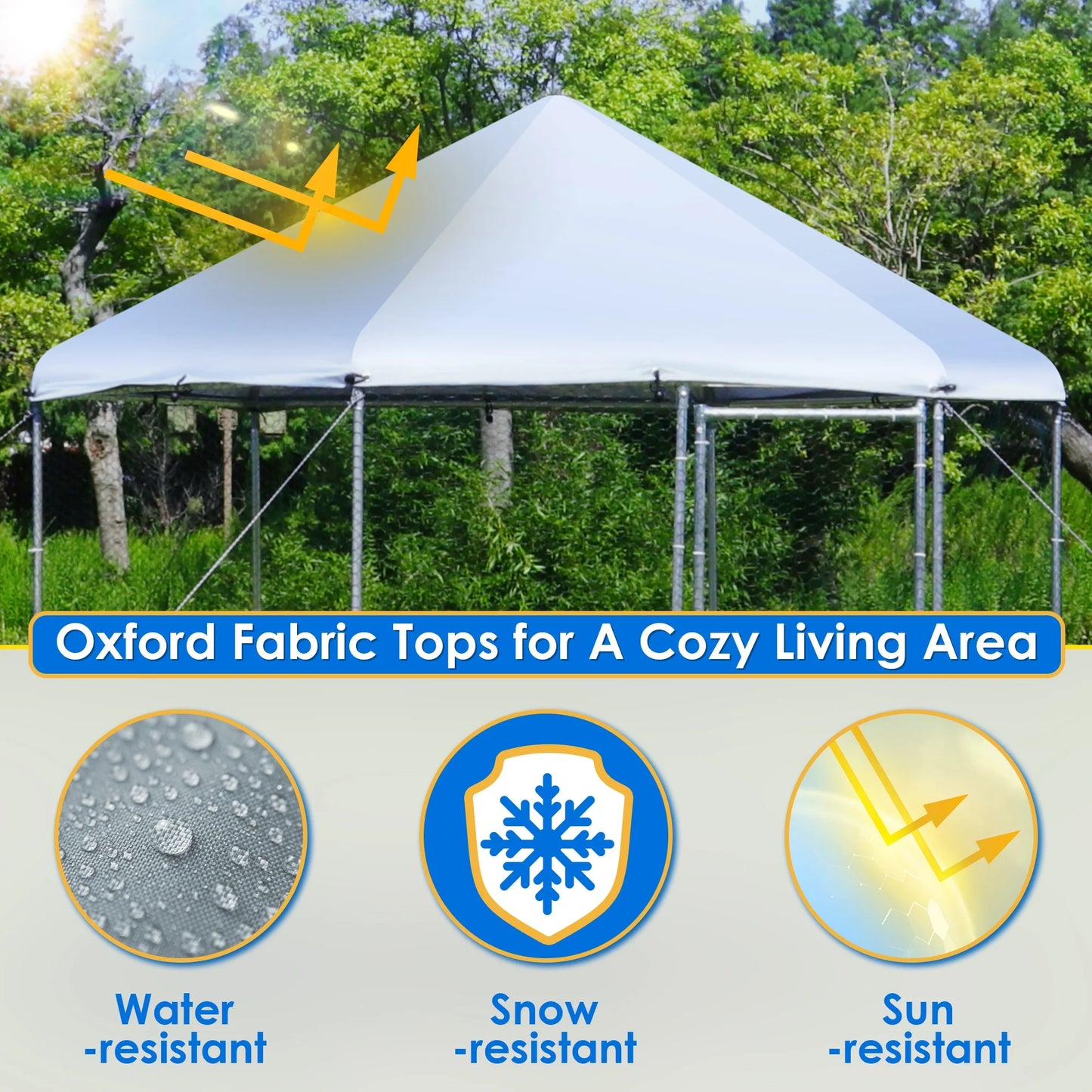 Tolead Hexagonal Chicken Coop with Galvanized Steel Frame & Water-Resistant Oxford Tarp